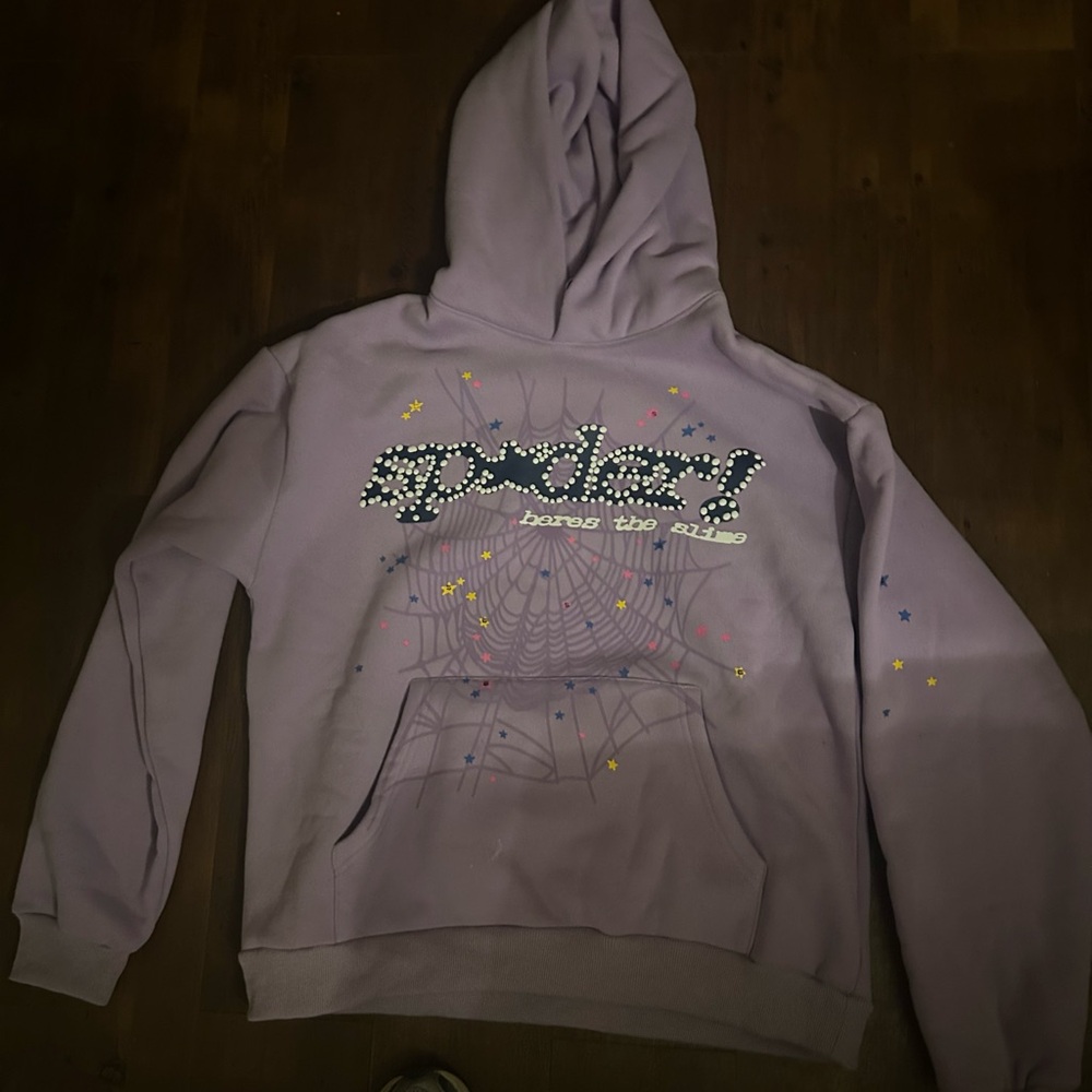 Lavender Graphic Hoodie with Rhinestone Logo